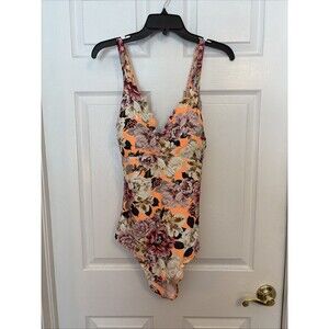 Torrid Women's One Piece Scalloped Swimsuit Plus Yellow Floral Ruffle Swim Sz 2X
